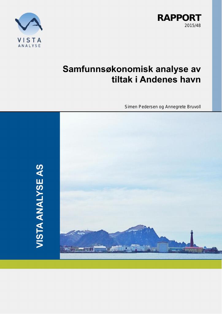 Forsiden av dokumentet Samfunnsøkonomisk analyse av tiltak i Andenes havn