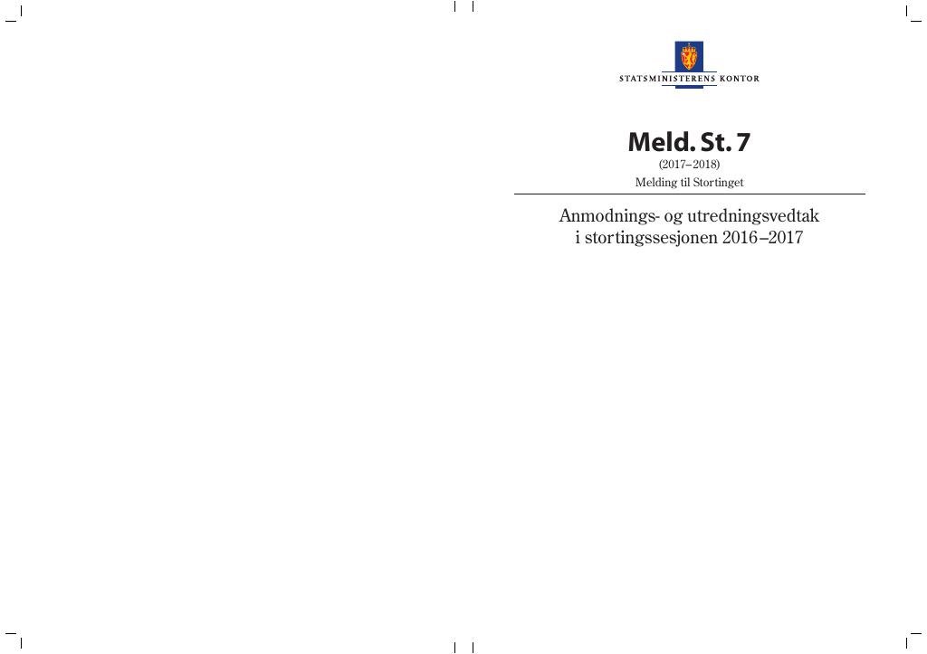 Forsiden av dokumentet Meld. St. 7 (2017–2018)