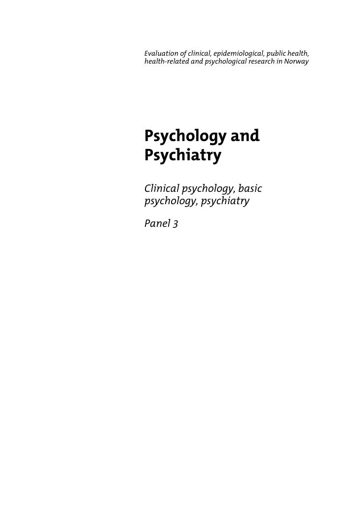 Forsiden av dokumentet Psychology and Psychiatry