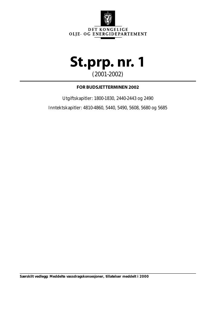 Forsiden av dokumentet St.prp. nr.  (2001-2002)