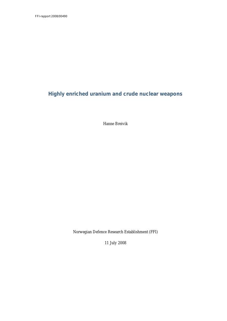 Forsiden av dokumentet Highly enriched uranium and crude nuclear weapons