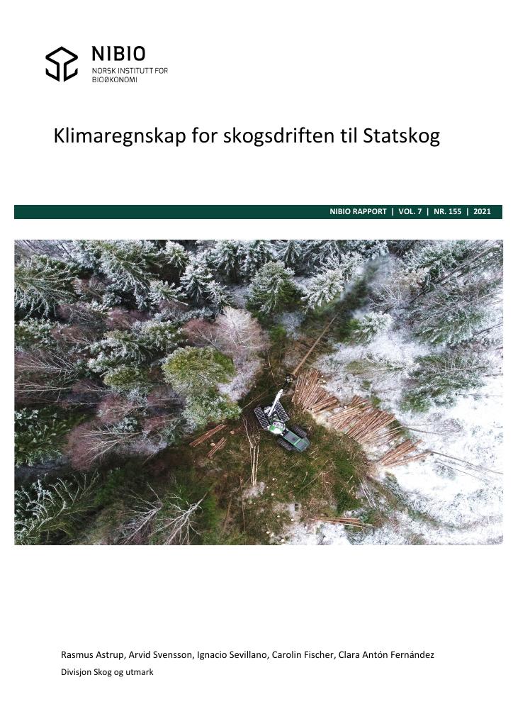 Forsiden av dokumentet Klimagassregnskap for skogsdriften til Statskog