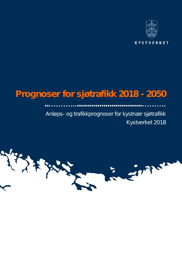 Forsiden av dokumentet Prognoser for sjøtrafikk 2018 - 2050 : anløps- og trafikkprognoser for kystnær sjøtrafikk