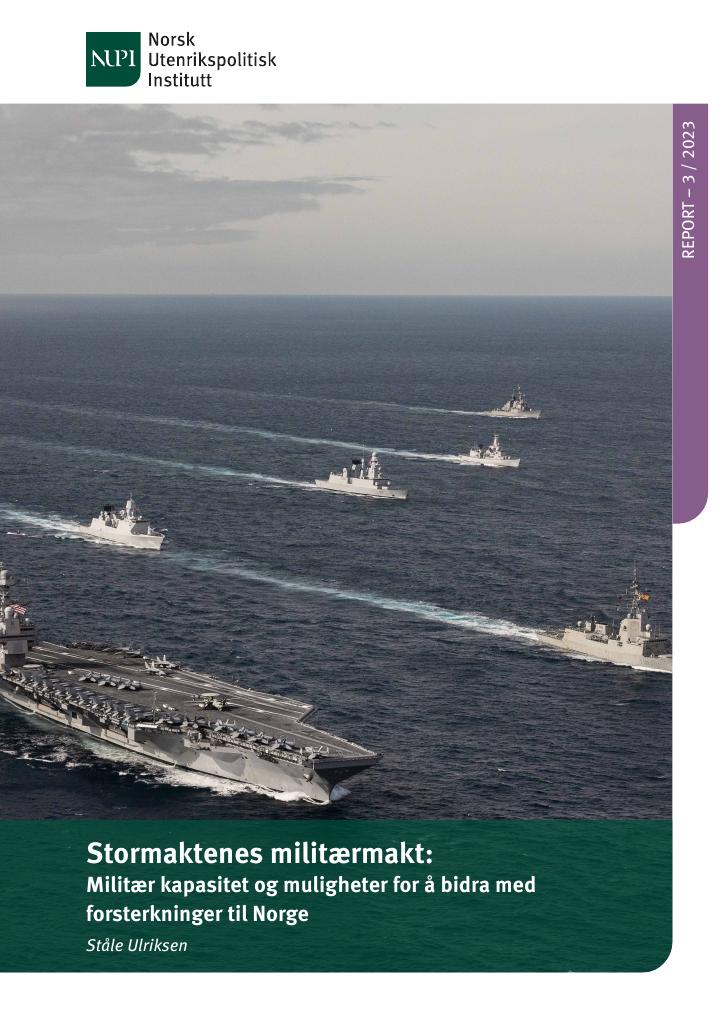 Forsiden av dokumentet Stormaktenes militærmakt:
Militær kapasitet og muligheter for å bidra med forsterkninger til Norge