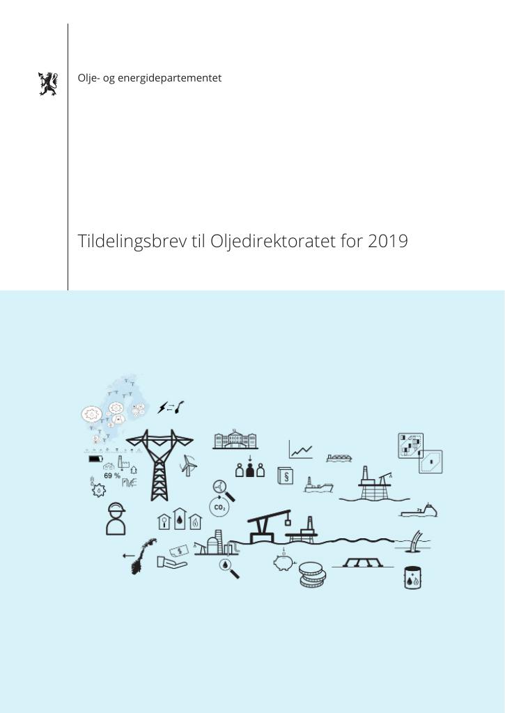 Forsiden av dokumentet Tildelingsbrev Oljedirektoratet 2019