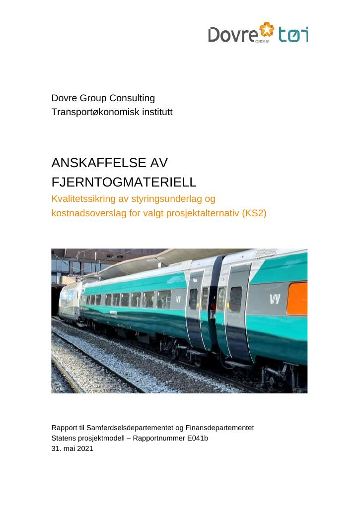 Forsiden av dokumentet Anskaffelse av fjerntogmateriell