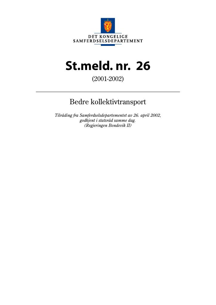 Forsiden av dokumentet St.meld. nr. 26 (2001-2002)