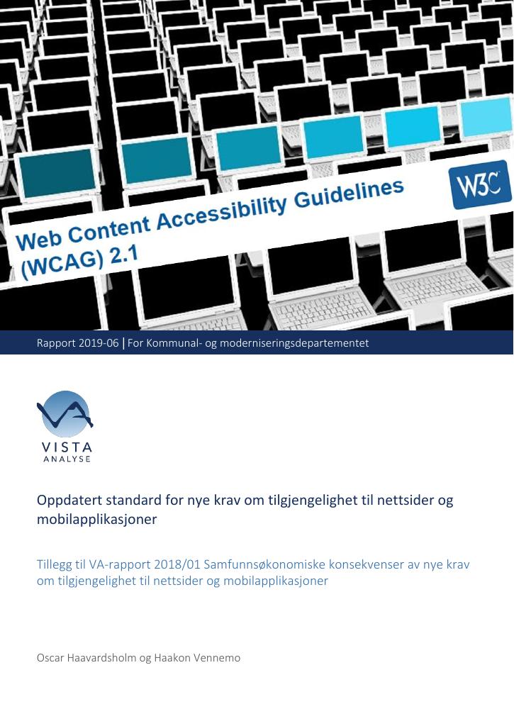 Forsiden av dokumentet Oppdatert standard for nye krav om tilgjengelighet til nettsider og mobilapplikasjoner
