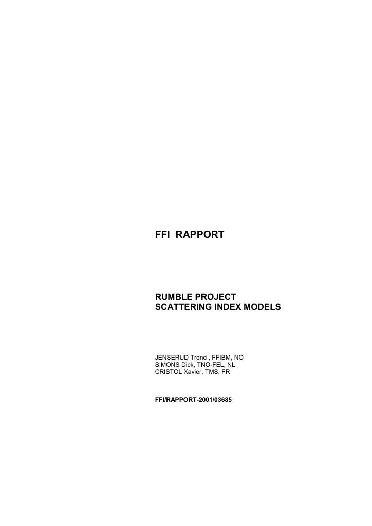 Forsiden av dokumentet Rumble project : scattering index models