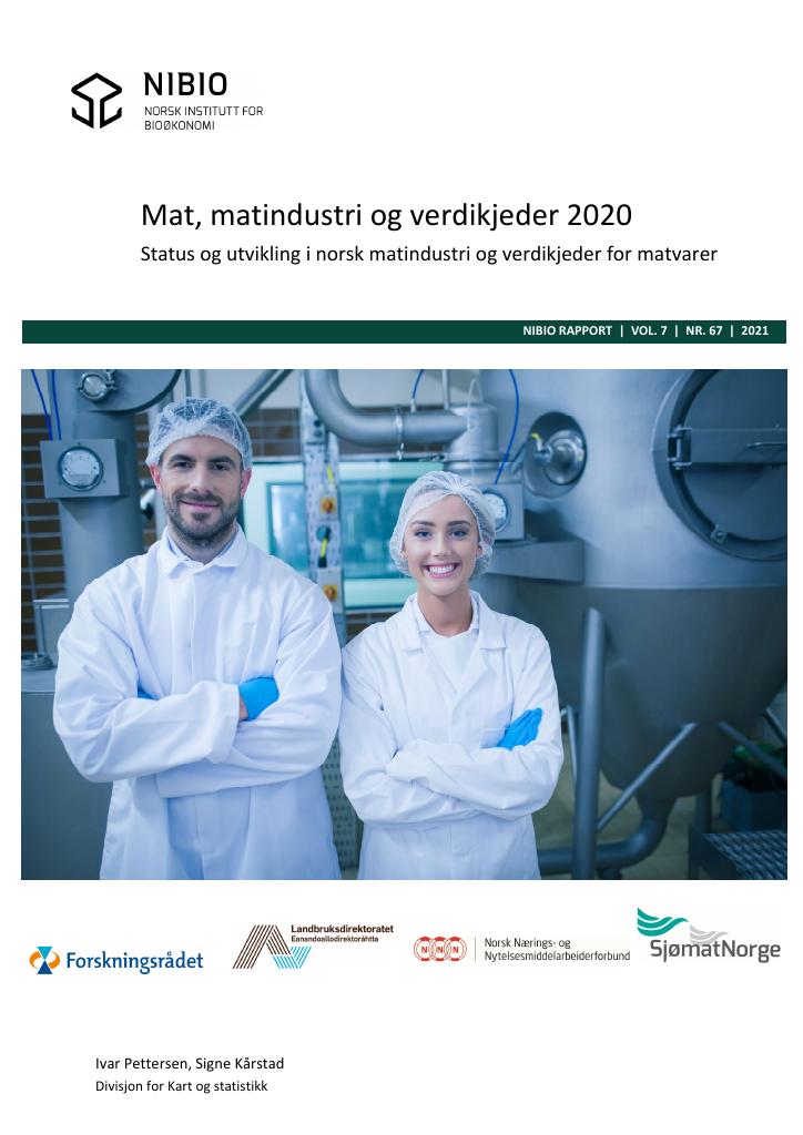 Forsiden av dokumentet Mat, matindustri og verdikjeder 2020 : status og utvikling i norsk matindustri og verdikjeder for matvarer