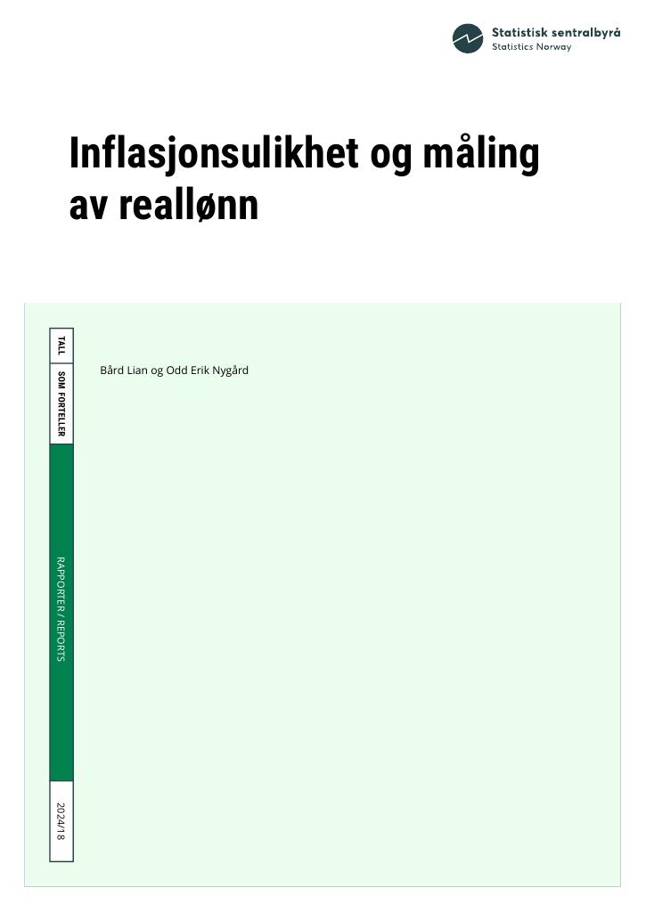 Forsiden av dokumentet Inflasjonsulikhet og måling  av reallønn