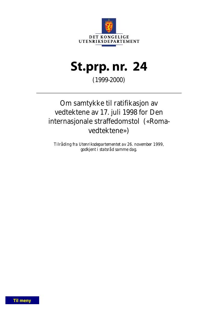 Forsiden av dokumentet St.prp. nr. 24 (1999-2000)