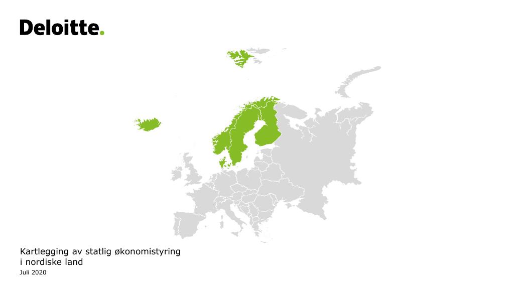 Forsiden av dokumentet Kartlegging av statlig økonomistyring i nordiske land