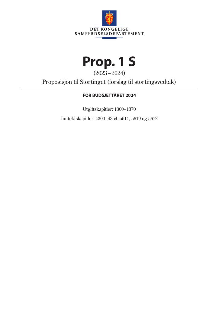 Forsiden av dokumentet Prop. 1 S (2023–2024)