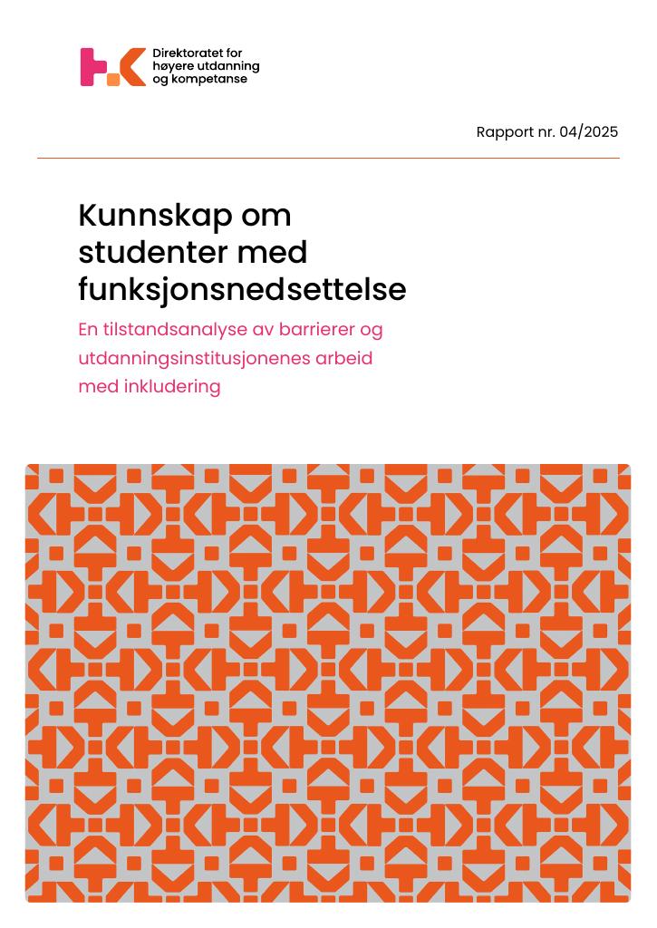 Forsiden av dokumentet Kunnskap om studenter med funksjonsnedsettelse