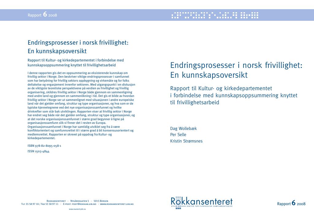 Forsiden av dokumentet Endringsprosesser i norsk frivillighet