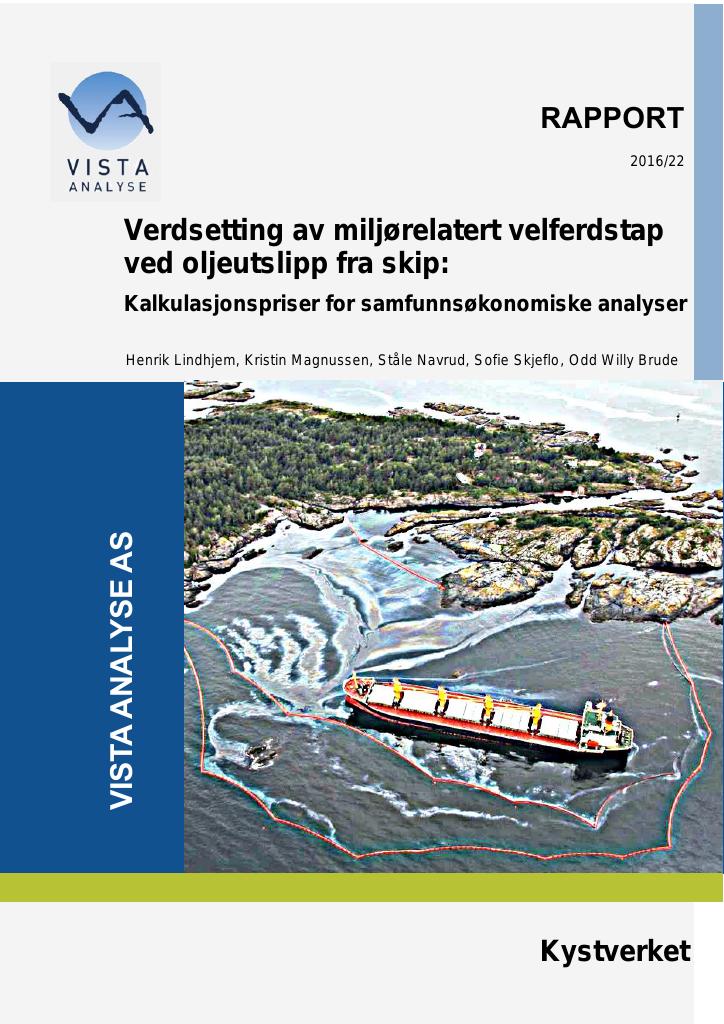 Forsiden av dokumentet Verdsetting av miljørelatert velferdstap ved oljeutslipp fra skip