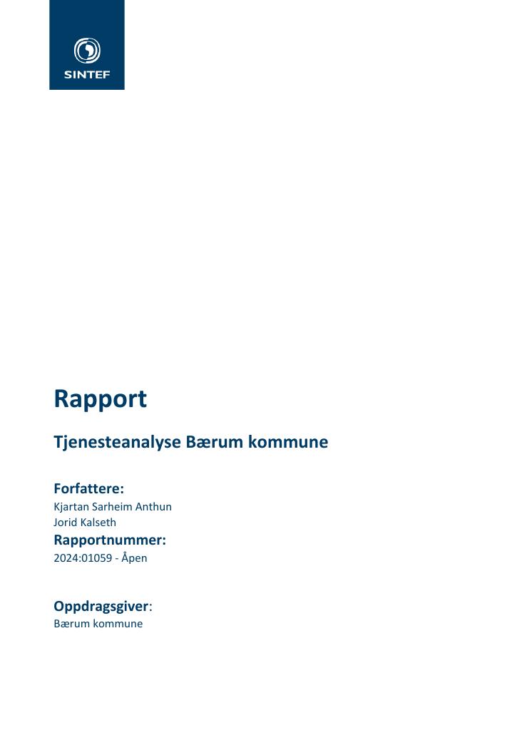 Forsiden av dokumentet Tjenesteanalyse Bærum kommune