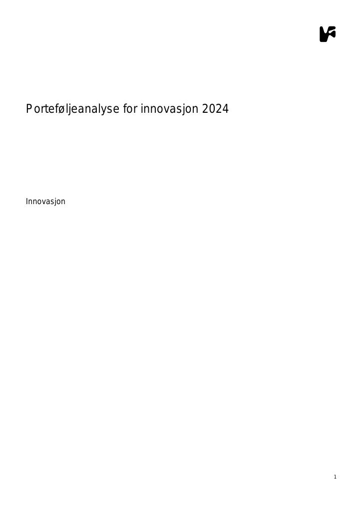 Forsiden av dokumentet Porteføljeanalyse for Innovasjon 2024