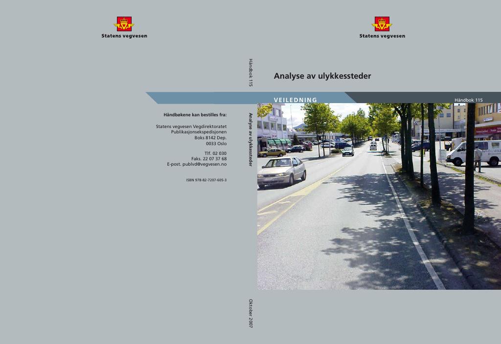 Forsiden av dokumentet Analyse av ulykkessteder : veiledning [Håndbok 115]