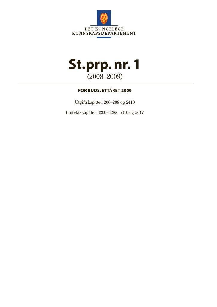 Forsiden av dokumentet St.prp. nr. 1 (2008–2009)