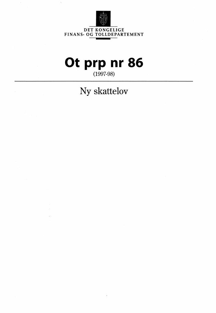 Forsiden av dokumentet Ot.prp. nr. 86 (1997-98)
