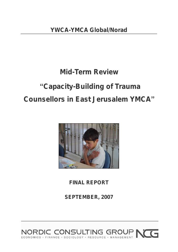 Forsiden av dokumentet Capacity-Building of Trauma Counselors in East-Jerusalem YMCA