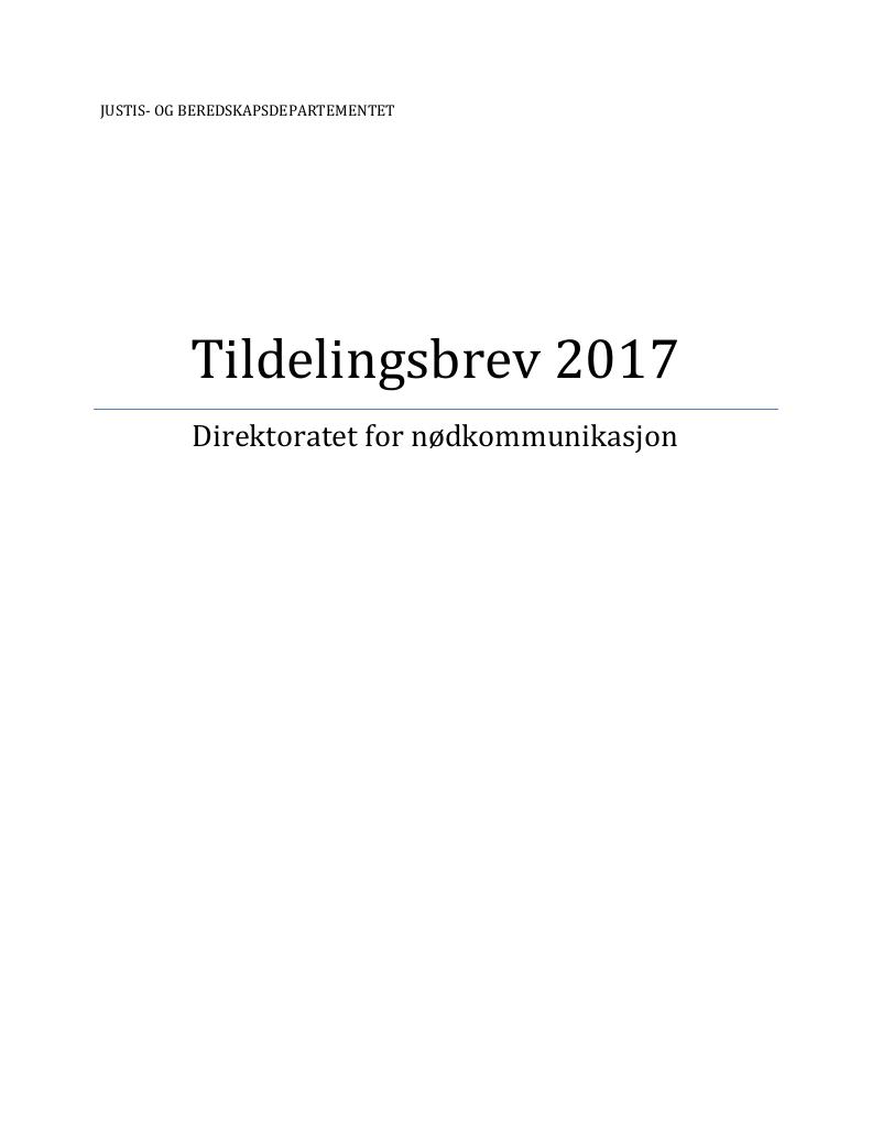 Forsiden av dokumentet Tildelingsbrev (PDF)