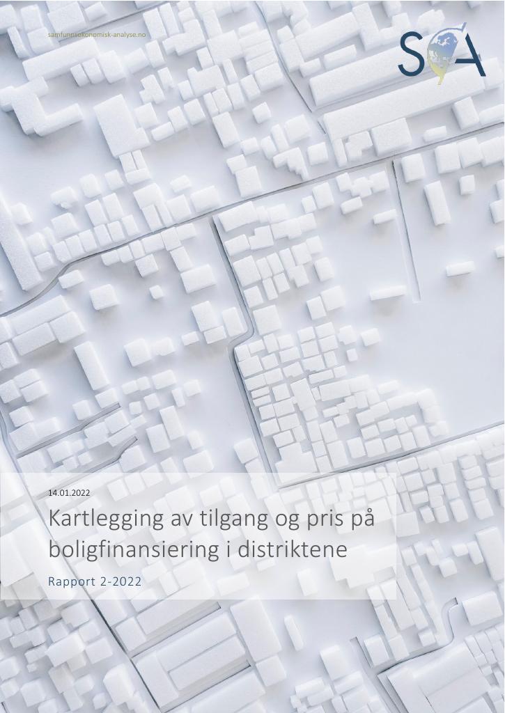 Forsiden av dokumentet Kartlegging av tilgang og pris på boligfinansiering i distriktene