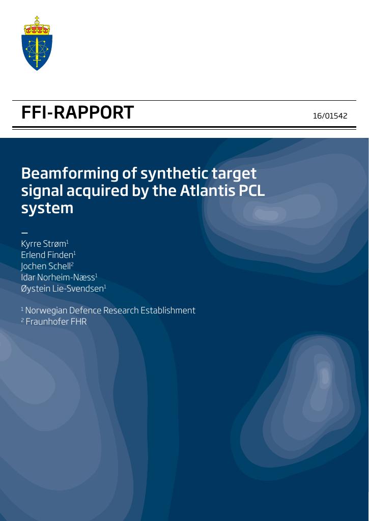 Forsiden av dokumentet Beamforming of synthetic target signal acquired by the Atlantis PCL system