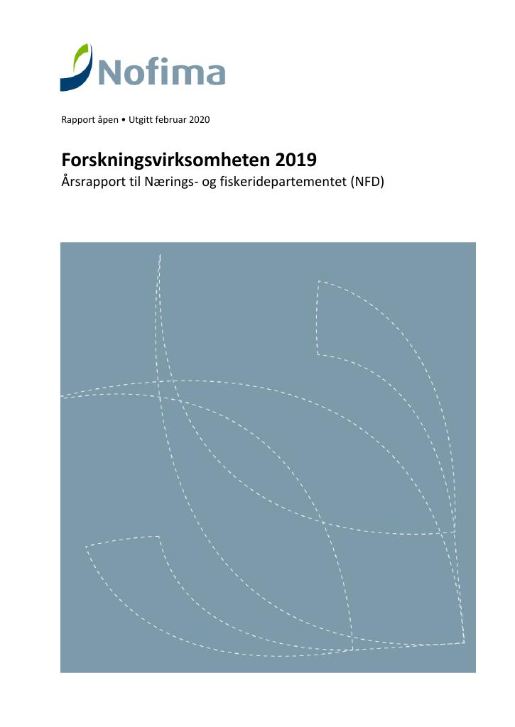 Forsiden av dokumentet Årsrapport Nofima 2019