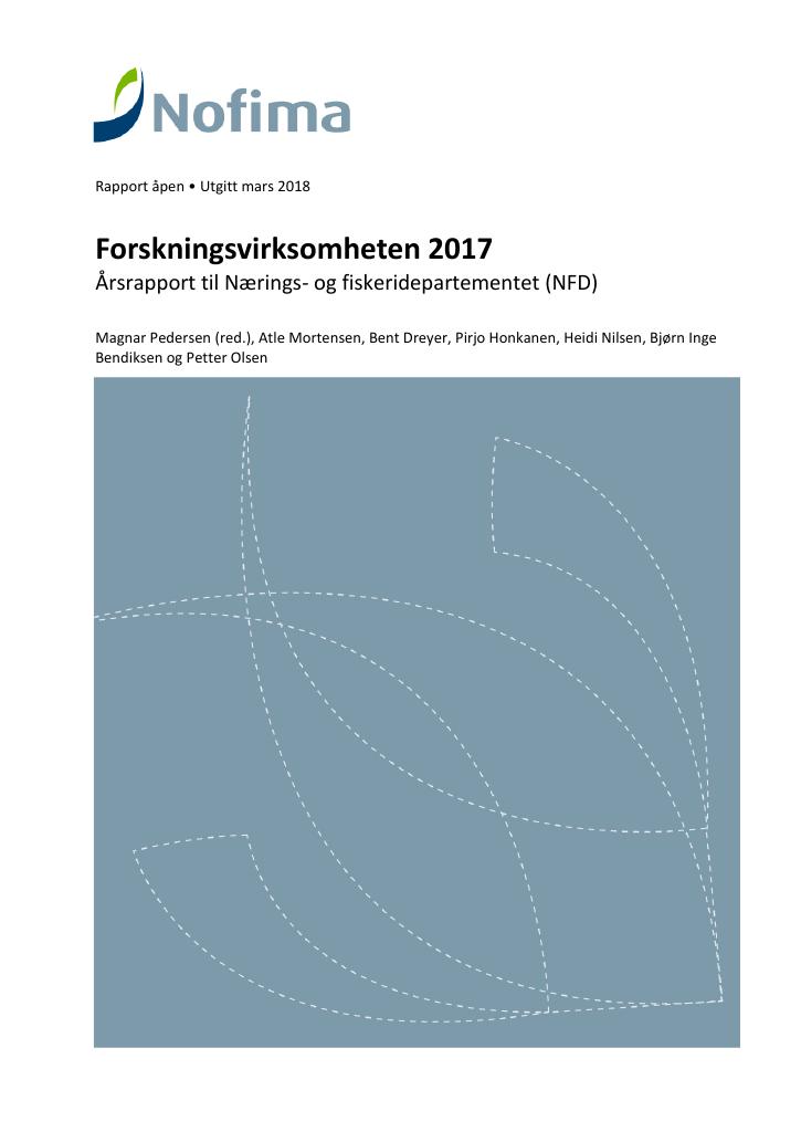 Forsiden av dokumentet Årsrapport Nofima 2017