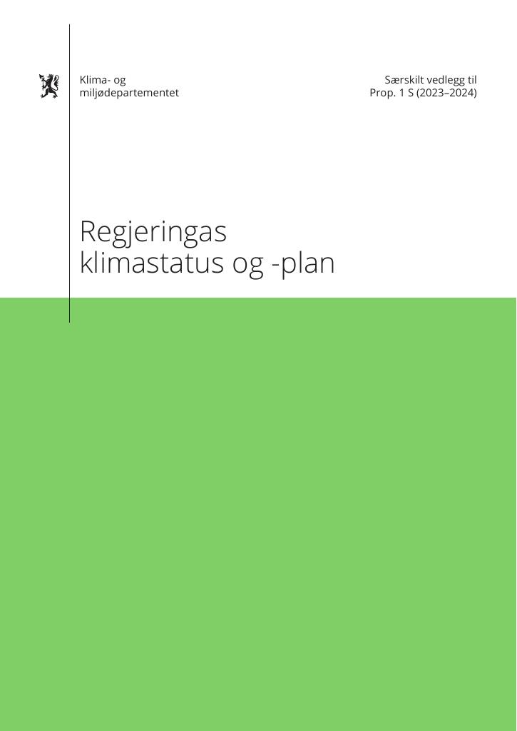Forsiden av dokumentet Regjeringas klimastatus og -plan