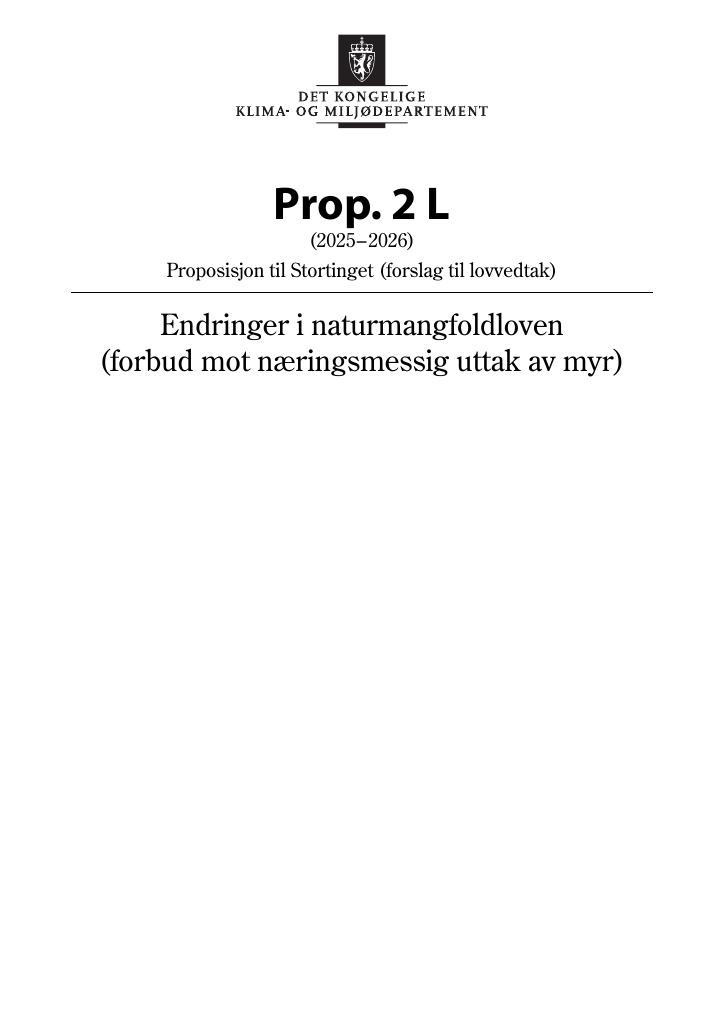 Forsiden av dokumentet Prop. 2 L (2025–2026)
