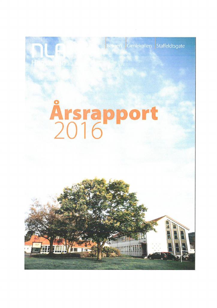 Forsiden av dokumentet Årsrapport NLA Høgskolen 2016