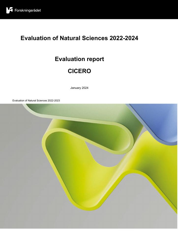 Forsiden av dokumentet Evaluation of Natural Sciences 2022-2024 Evaluation report CICERO