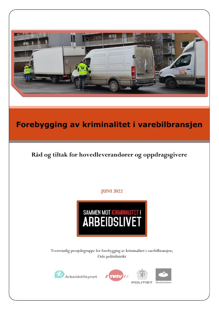 Forsiden av dokumentet Forebygging av kriminalitet i varebilbransjen