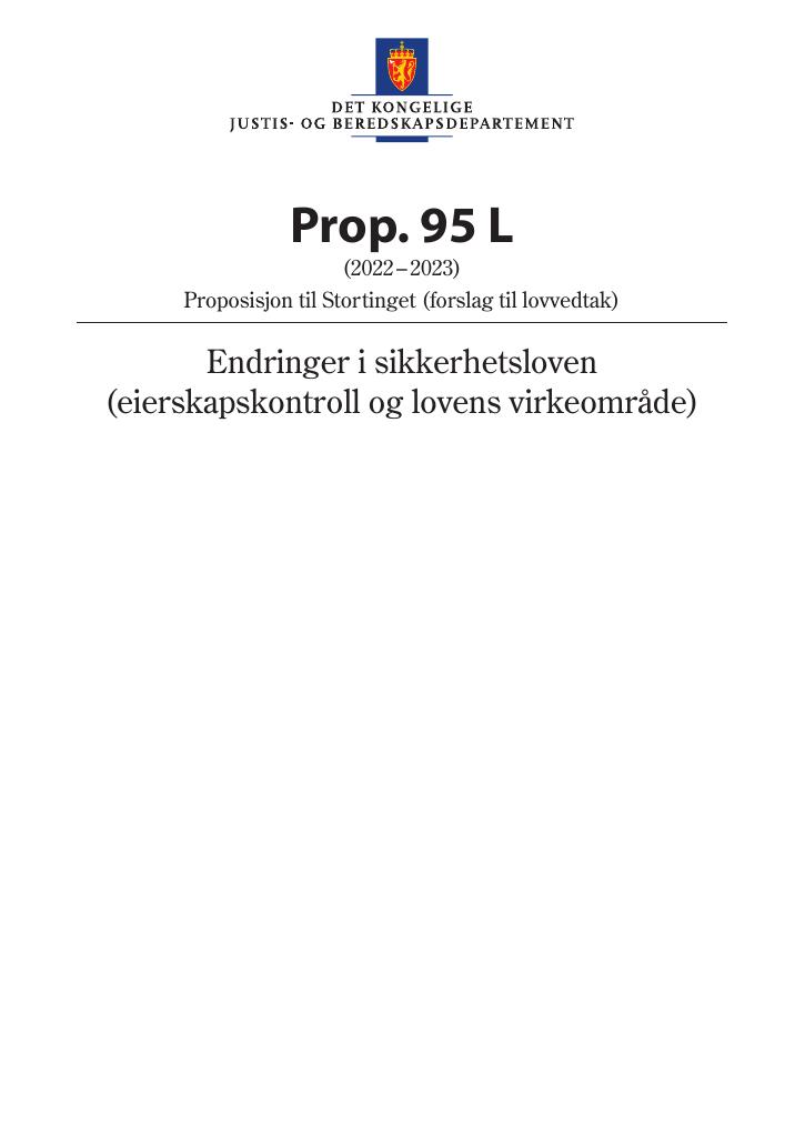 Forsiden av dokumentet Prop. 95 L (2022–2023)