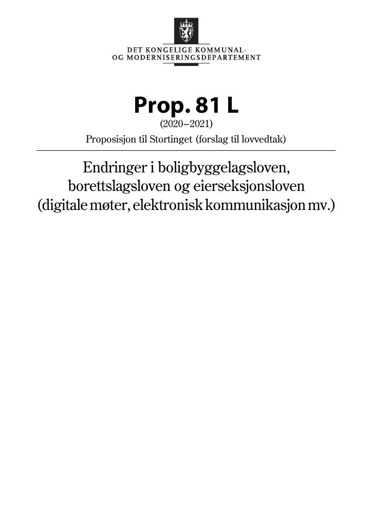 Forsiden av dokumentet Prop. 81 L (2020–2021)