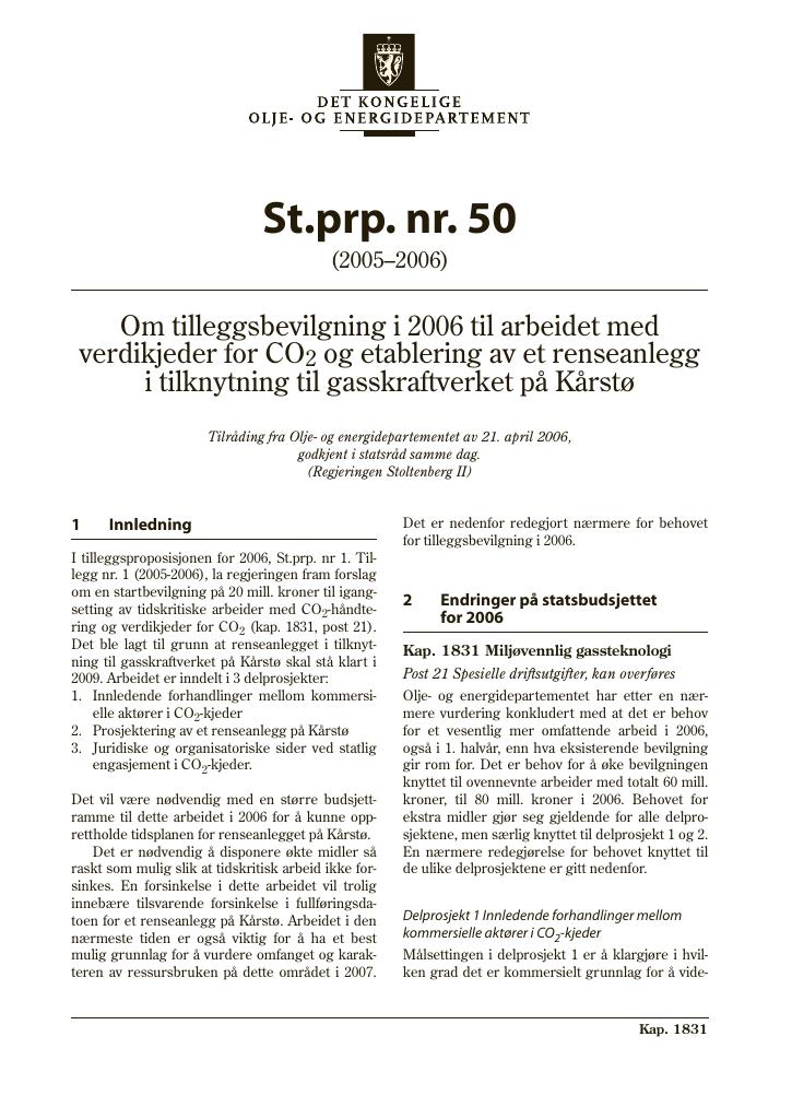 Forsiden av dokumentet St.prp. nr. 50 (2005-2006)