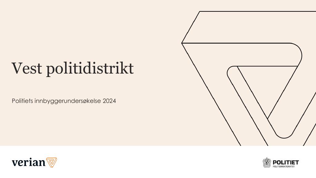 Forsiden av dokumentet Vest politidistrikt Politiets innbyggerundersøkelse 2024