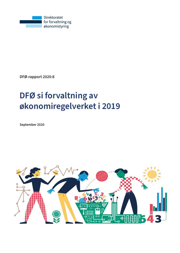 Forsiden av dokumentet DFØ si forvaltning av økonomiregelverket i 2019