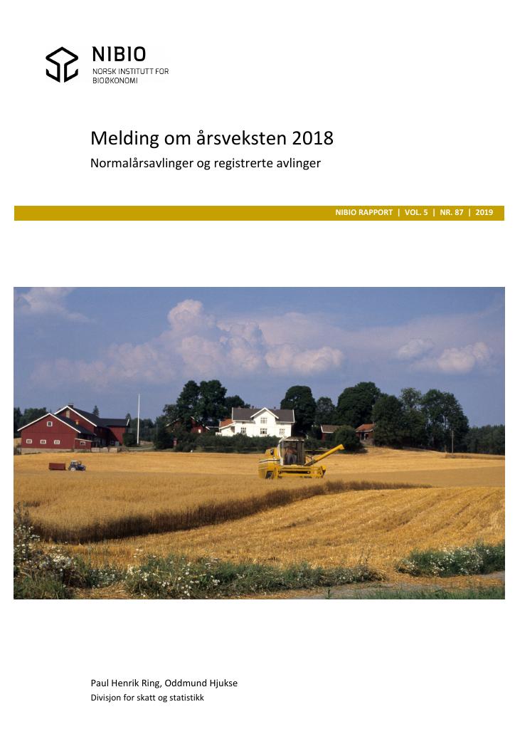 Forsiden av dokumentet Melding om årsveksten
