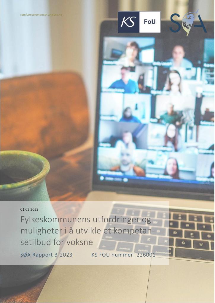 Forsiden av dokumentet Fylkeskommunens utfordringer og muligheter i å utvikle et kompetansetilbud for voksne