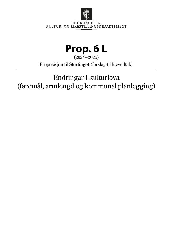 Forsiden av dokumentet Prop. 6 L (2024–2025)