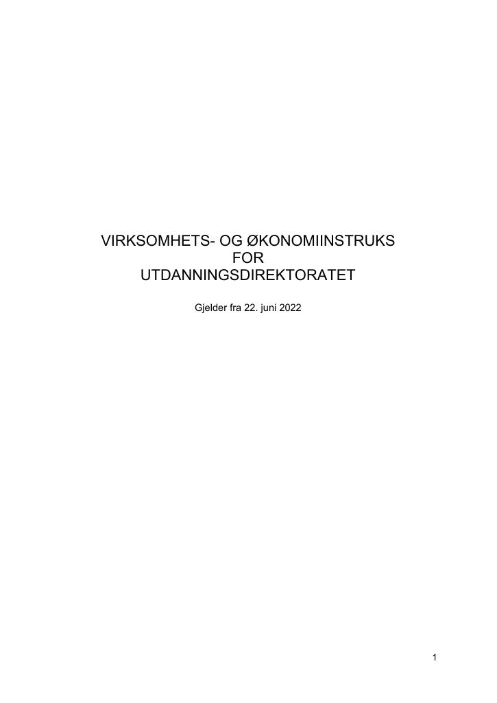 Forsiden av dokumentet Instruks Utdanningsdirektoratet 2022