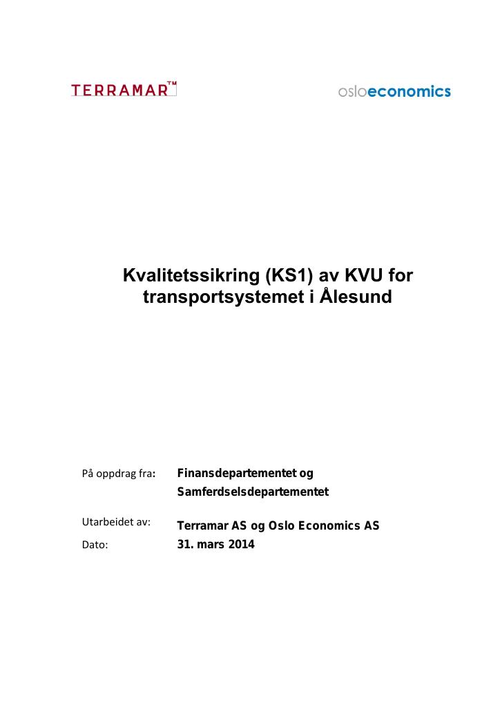 Forsiden av dokumentet Transportsystemet i Ålesund