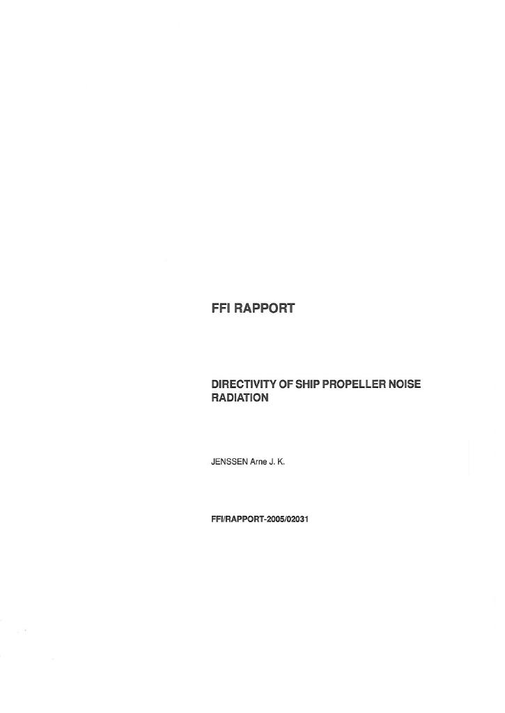 Forsiden av dokumentet Directivity of ship propeller noise radiation