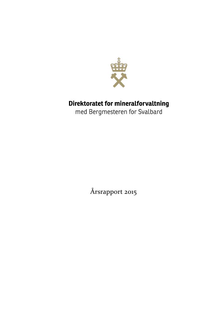 Forsiden av dokumentet Årsrapport Direktoratet for mineralforvaltning 2015