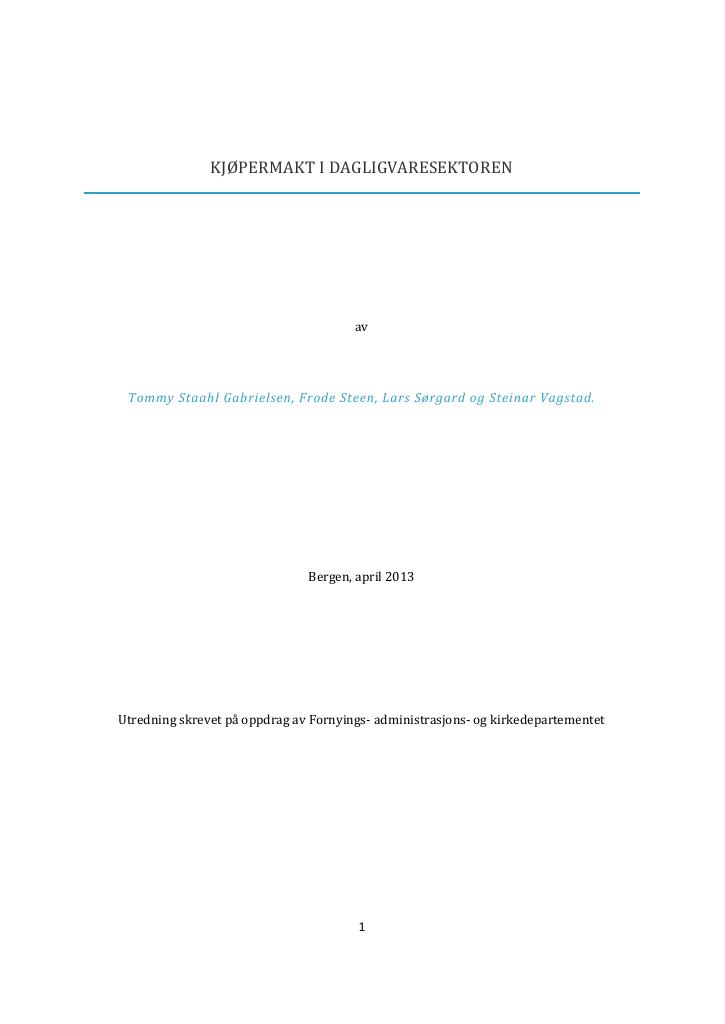 Forsiden av dokumentet Kjøpermakt i dagligvaresektoren